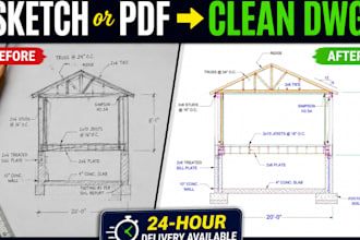 convert structural sketches and pdf to autocad dwg drafting