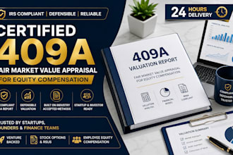 create certified 409a fair market value appraisal for equity compensation