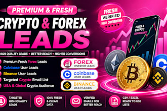 premium fresh forex leads, coinbase leads, binance leads, crypto email list