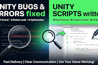 fix unity bugs and errors and write unity scripts