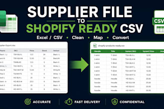 convert supplier excel or CSV to shopify ready CSV