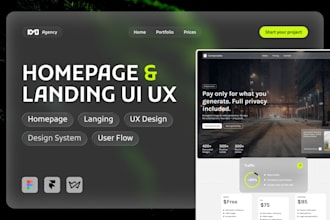 design a UI UX home page, landing page, website in figma