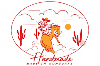 draw vintage western cowboy for logo and t shirt