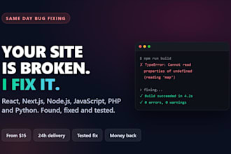 fix bugs and errors in your react, node js and javascript website