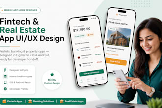 design fintech and real estate app UI UX in figma