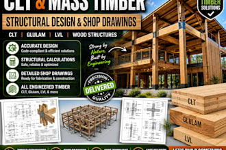 design clt, glulam, lvl and mass timber structures with shop drawings