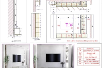 detail drawing for built in furniture,coordinating joinery with building element