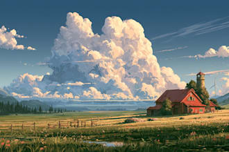 draw vintage style landscape illustration for you
