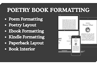 do poetry book formatting, poem ebook formatting, poetry collection layout