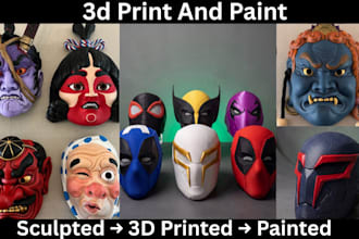 sculpt custom 3d mask print and paint 3d helmet wearable cosplay 3d printed mask