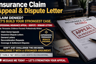 draft a professional insurance claim appeal or dispute letter and demand letter