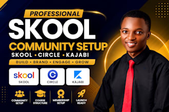 do skool community setup, circle community and kajabi setup
