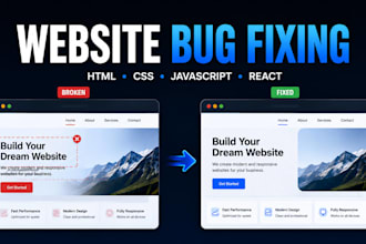 fix website bugs, CSS, js, react and responsive issues