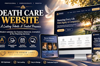 design a professional death care, funeral and memorial website