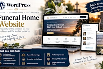 design a professional death care, funeral and memorial website