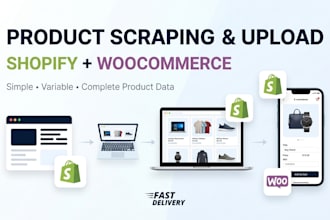 scrape products and upload in shopify or woocommerce