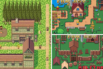 pixel game character design game assets and icon, pixel art tileset, retro art