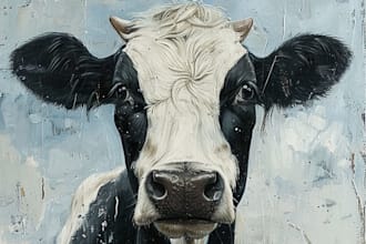 draw cow or animals into oil painting portrait