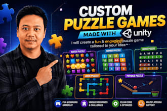 develop a unity puzzle game with custom mechanic and art