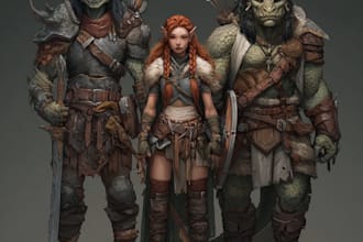 design a dnd party art and group art