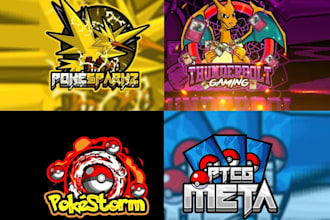 create pokemon branding, gaming logo, trainer card, banner and text