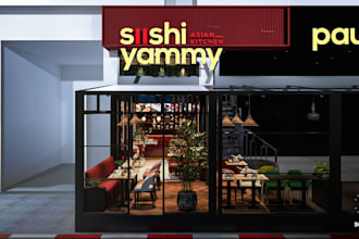 design realistic 3d signage and storefront