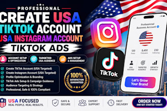 create USA tiktok account usa instagram account tiktok ads