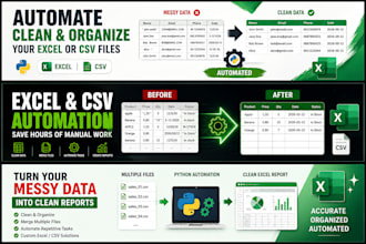 automate, clean, merge and organize your excel or CSV files