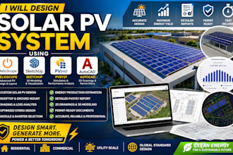 design solar pv system using helioscope, sketchup, pvsyst and autocad
