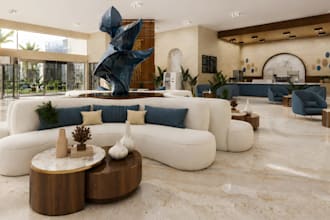 create 3d lobby, reception and entrance design with cgi visuals