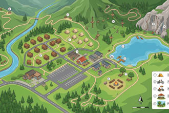 design park map, trail map, hiking map, travel and outdoor adventure maps