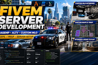 develop fivem server, ragemp, altv from scratch with custom mlo, fivem map, ymap