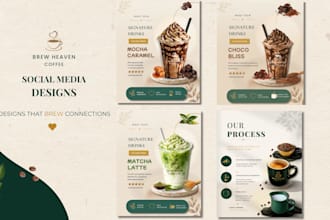 design professional cafe and coffee shop social media posts