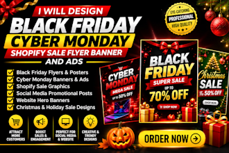 design black friday cyber monday shopify sale flyer banner and ads