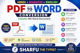 convert hindi marathi and english PDF to word and type documents