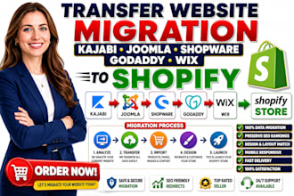 transfer website migration migrate kajabi joomla shopware goddady wix to shopify