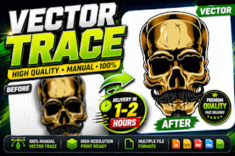 perfectly trace, vectorize, redraw images or logo