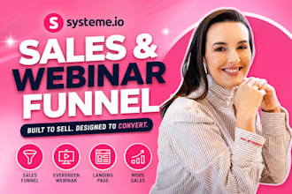 build systeme io sales funnel, systeme io landing page, evergreen webinar funnel