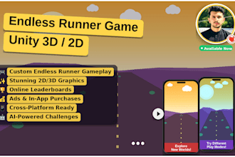 develop a 3d endless runner game in unity like temple run