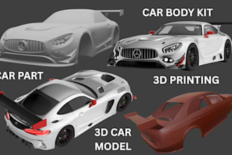 custom 3d car model, rc body kit car part vehicle design cad stl 3d printing