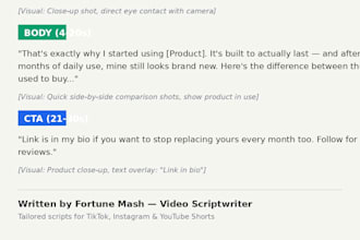 write engaging video scripts and social media captions for tiktok and ins