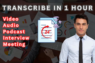 video and audio transcription in 1 hour