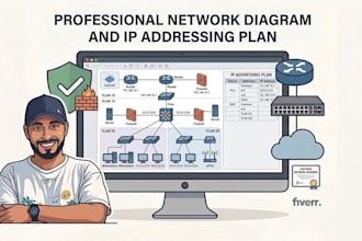 create a professional network diagram and IP addressing plan