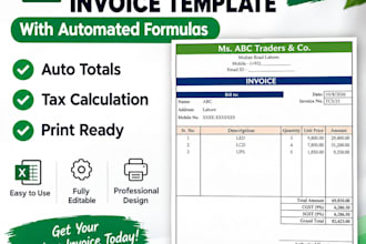 create custom excel invoice template with auto formulas