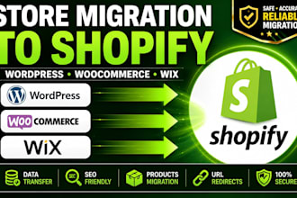 migrate wordpress to shopify, woocommerce to shopify, wix to shopify