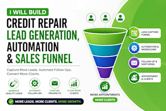 setup credit repair leads generation ads, automation and sales funnel