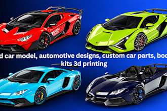 create 3d car model, automotive designs, custom car parts, body kits 3d printing