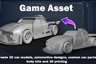 create 3d car model, automotive designs, custom car parts, body kits 3d printing
