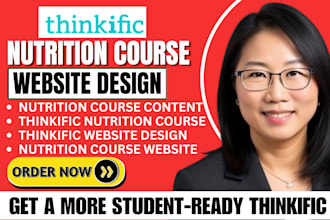 build thinkific nutrition course with curriculum lessons, course website design