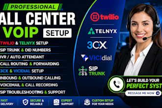 setup telnyx twilio vicidial siptrunk did number ivr 3cx outbound inbound calls